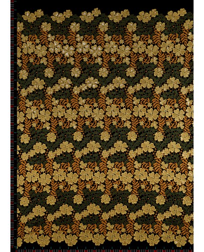 8034 - pomarańczowy/żółty/ciemnozielony - Haft