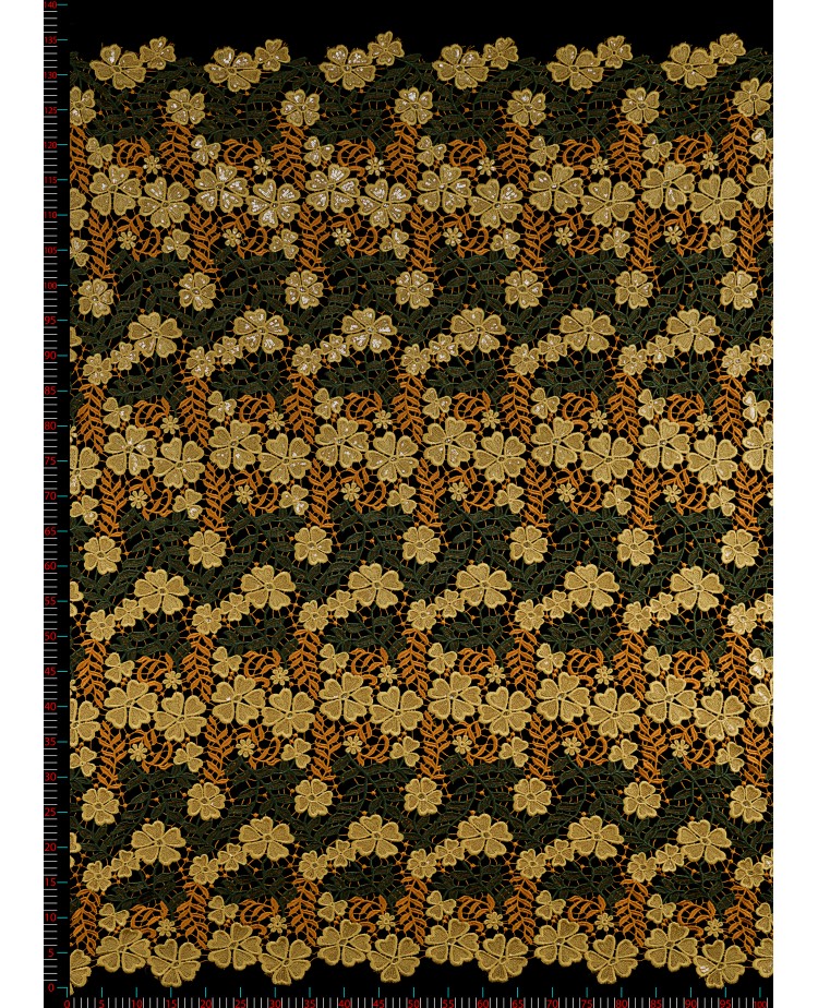 8034 - pomarańczowy/żółty/ciemnozielony - Haft