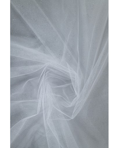 Brokat 58" - biel/srebro - Tiul