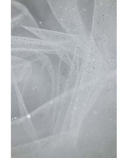 Brokat 58" - biel/srebro - Tiul