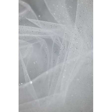 Brokat 58" - biel/srebro - Tiul