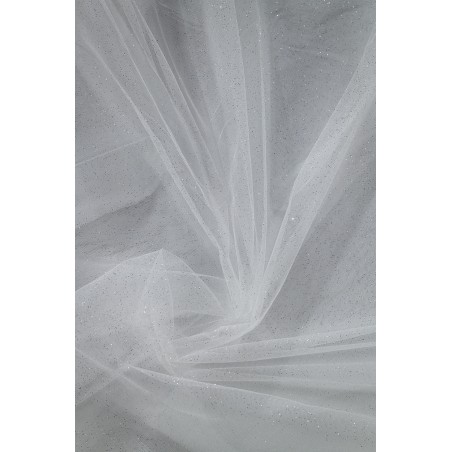 Brokat 58" - ciemne ecru/srebro - Tiul