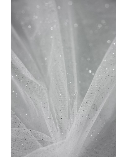 Brokat 58" - ciemne ecru/srebro - Tiul