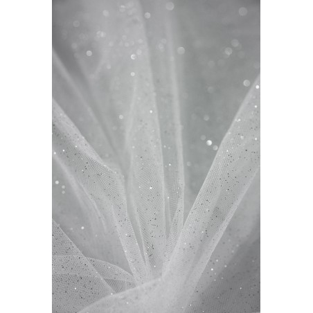 Brokat 58" - ciemne ecru/srebro - Tiul