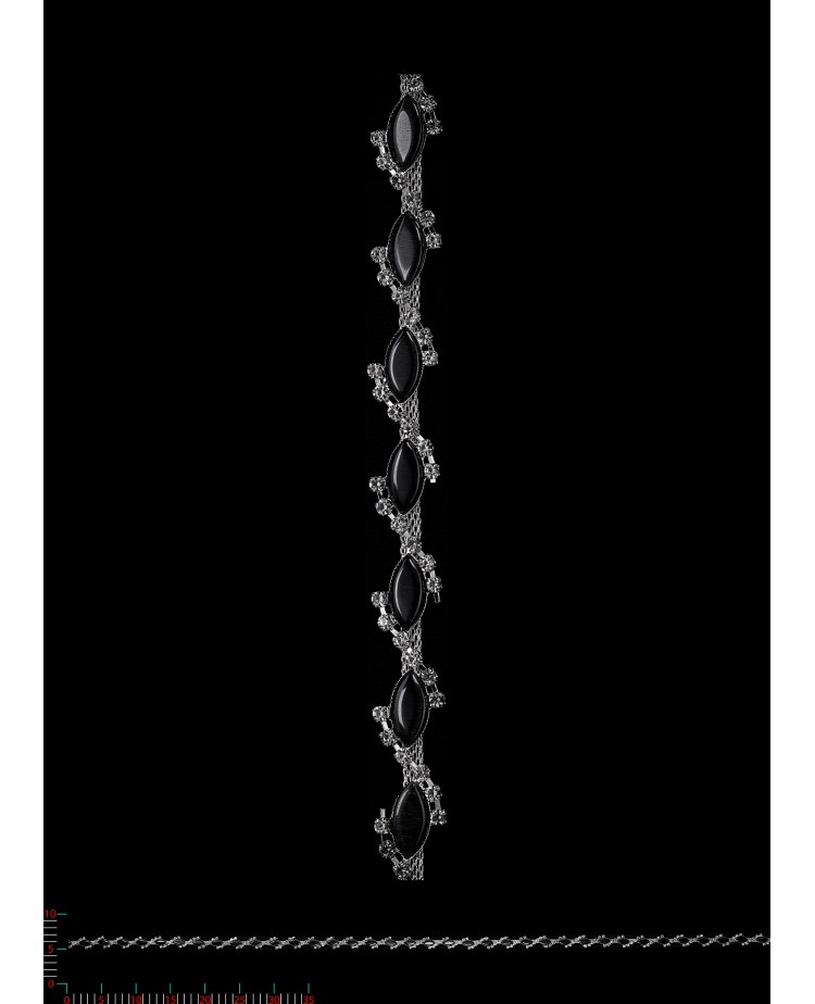 DC4895-1 - srebro/czarny -Taśma Biż.